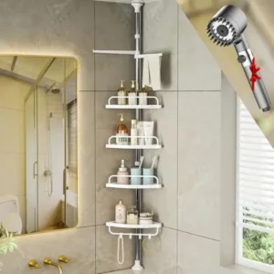 رف الزاوية الذكي للحمام بـ 4 طبقات