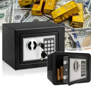 خزنة حديدية بقفل رقمي ومفتاح احتياطي